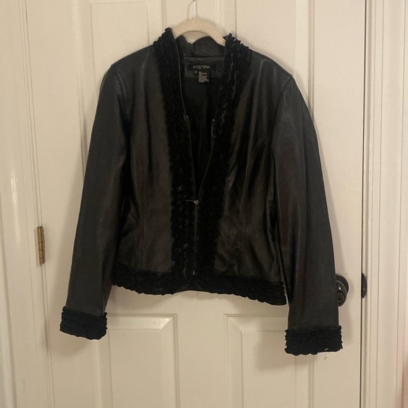Etcetera Jackets & Blazers - 100% Leather Etcetera Ruffle Jacket Size 8
